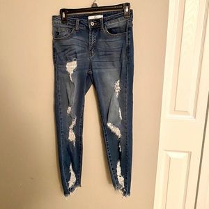 Kancan distressed raw edge jeans